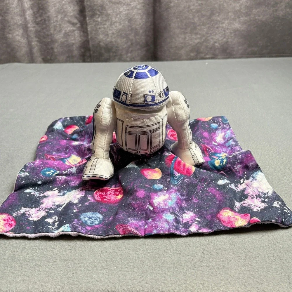Star Wars R2-D2 Plush Lovey Security Blanket Galaxy Planet Purple White